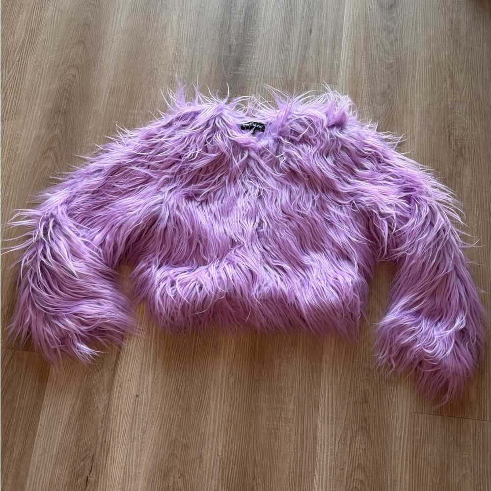 Lilac Faux Fur Kids‎ Jacket - Stylish Crop Coat